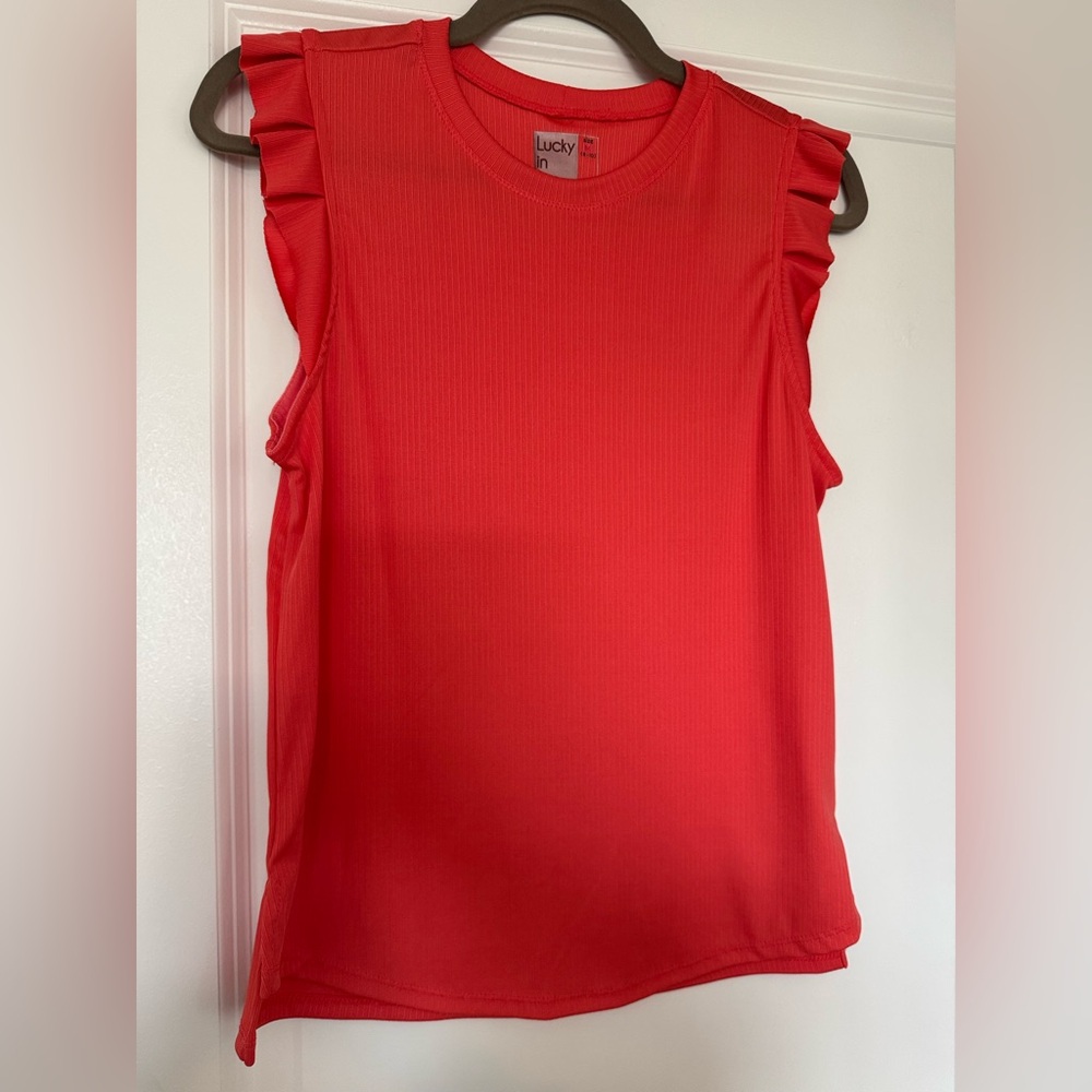 Lucky in Love Coral Activewear Top